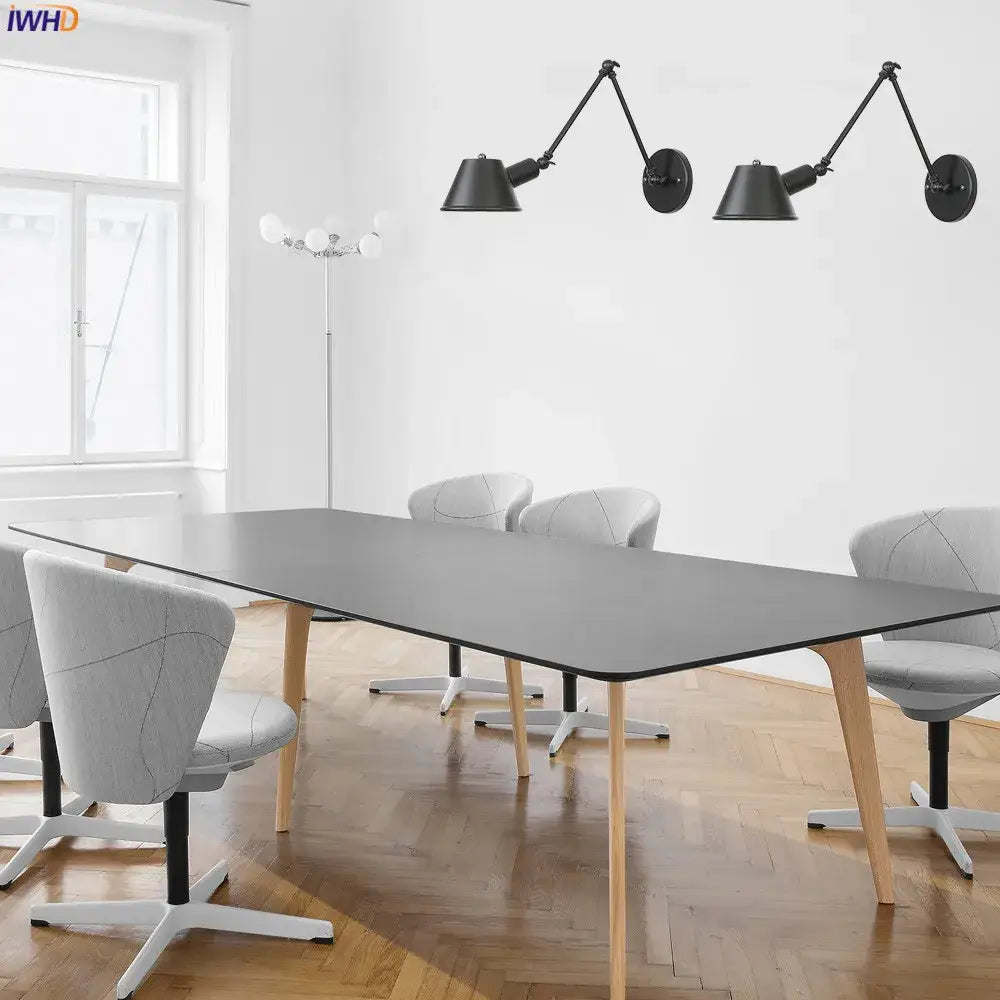Industrial matte black adjustable led wall light fixture bedroom
