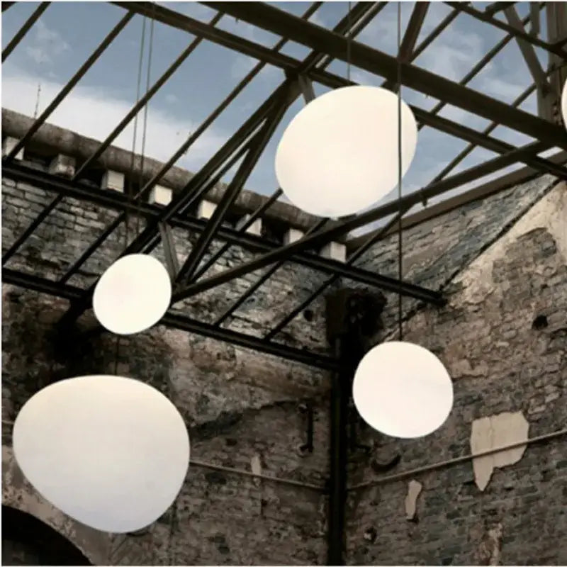 Industrial off-white oval pendant light living room fixture