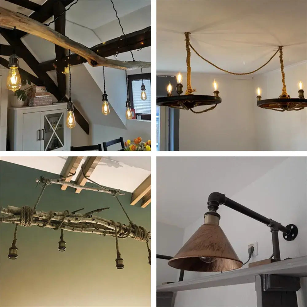 Industrial rose gold & black e27 lamp holder 5 pack kitchen light