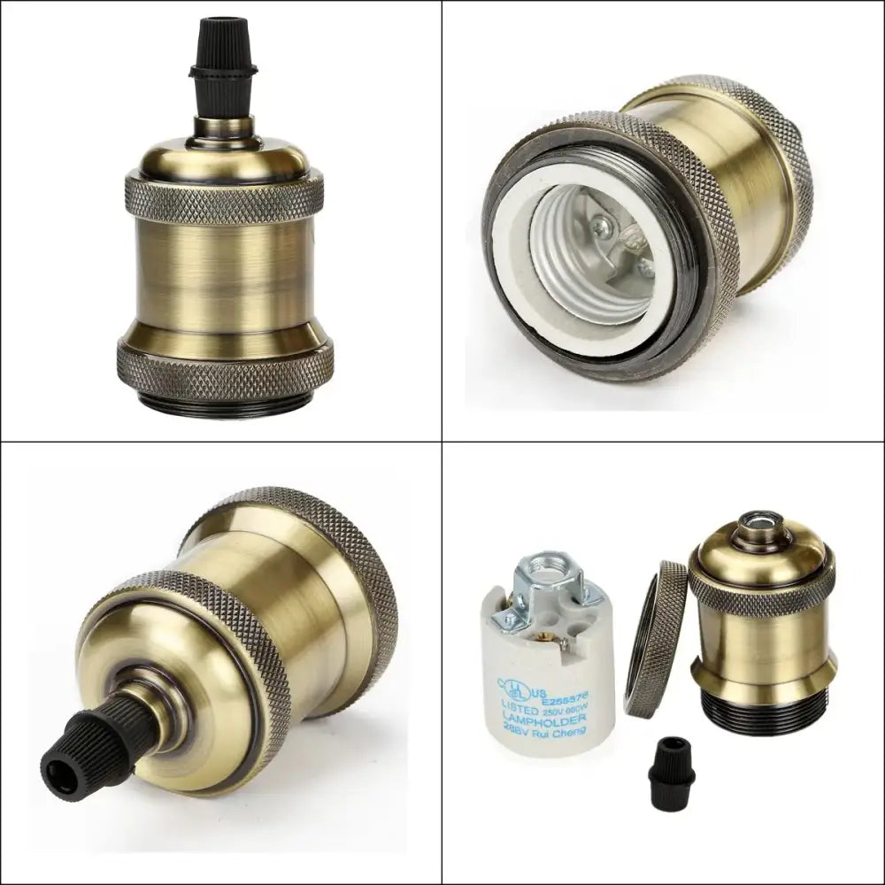 Industrial rose gold & black e27 lamp holder 5 pack kitchen light