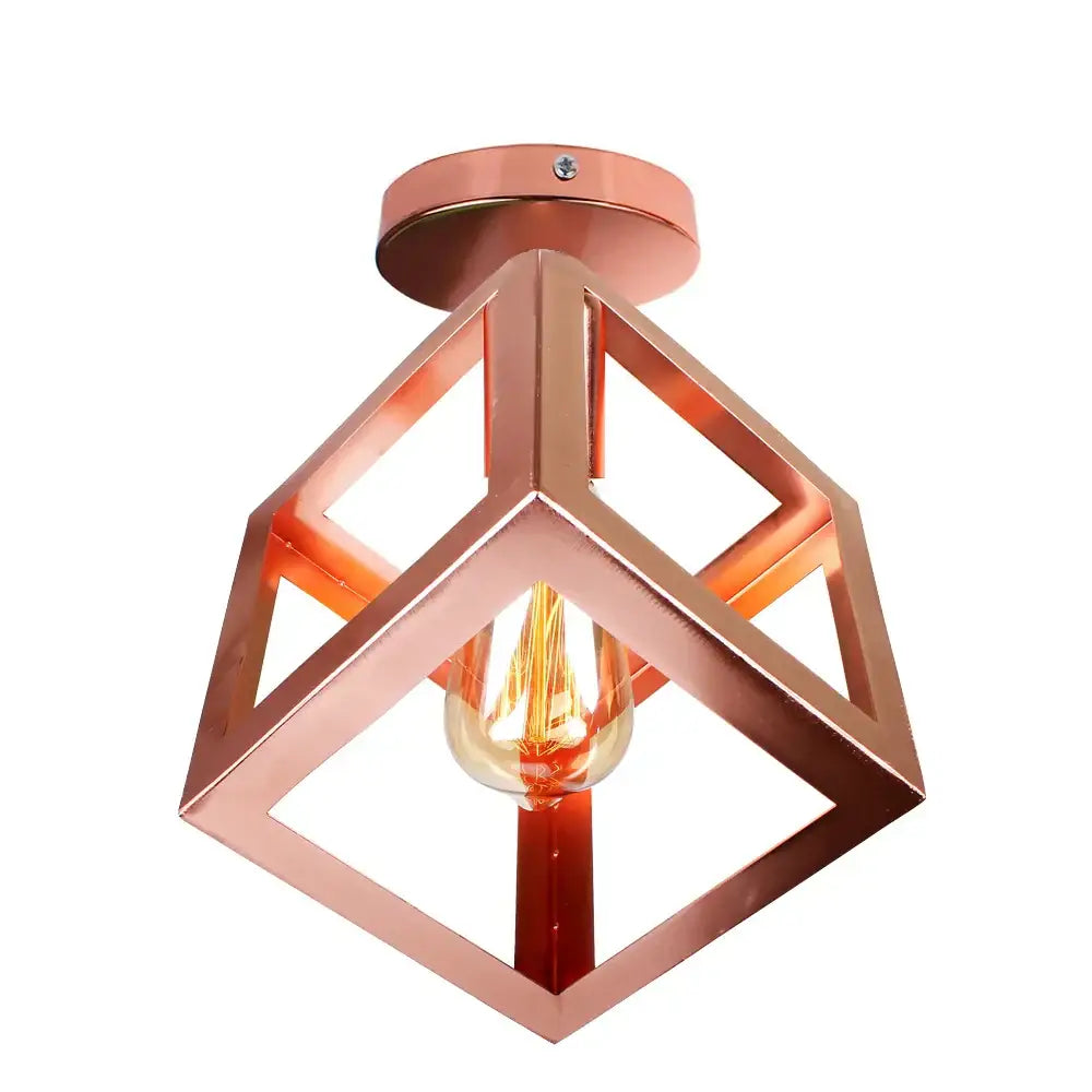 Industrial rose gold & brass ceiling light for living room
