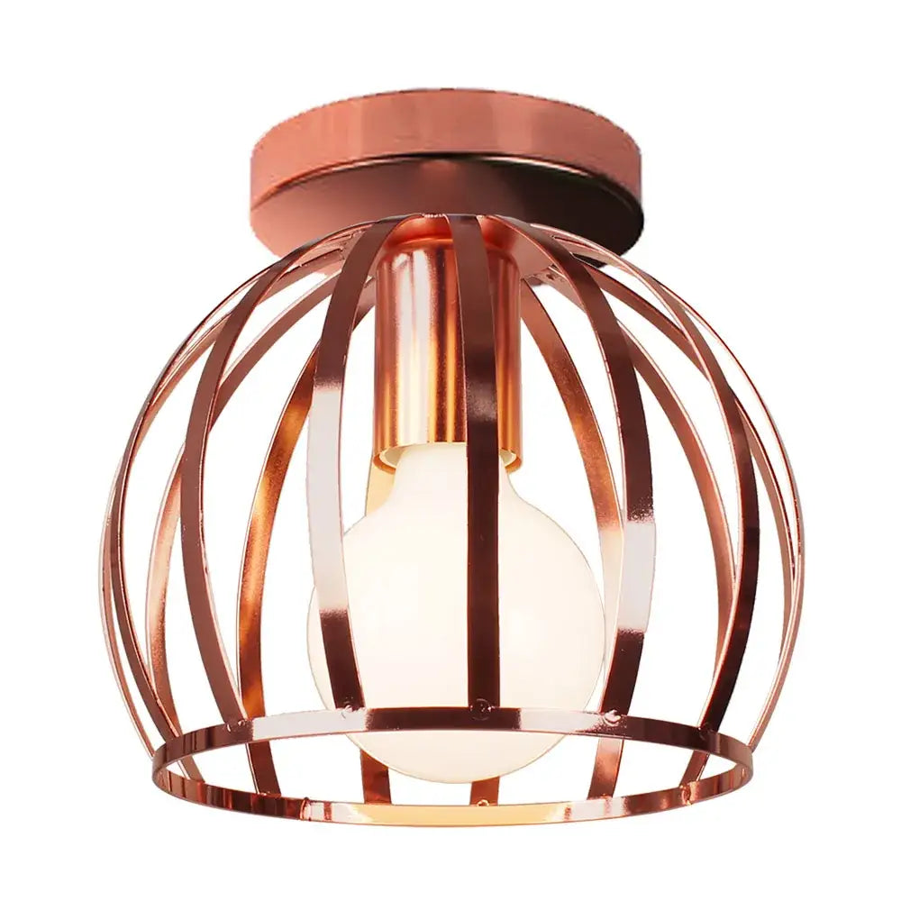 Industrial rose gold & brass ceiling light for living room