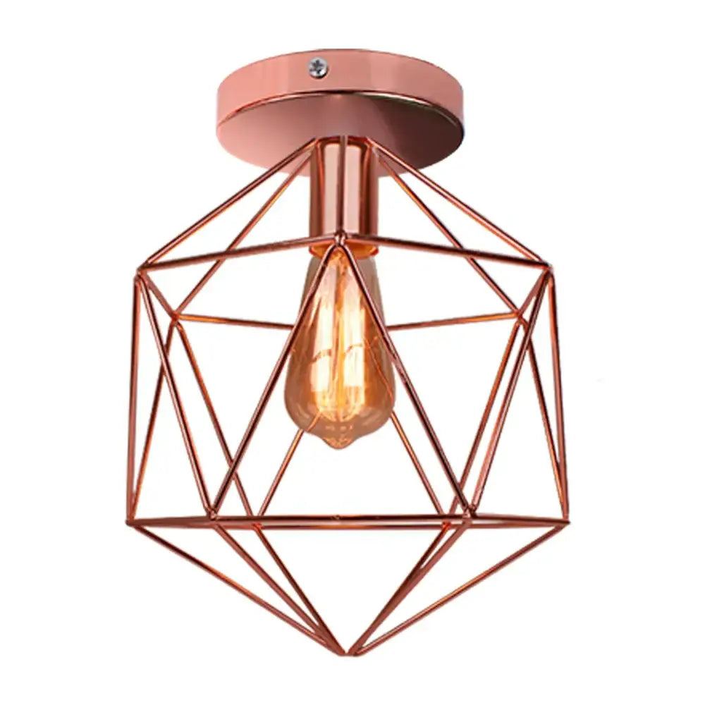 Industrial rose gold & brass ceiling light for living room