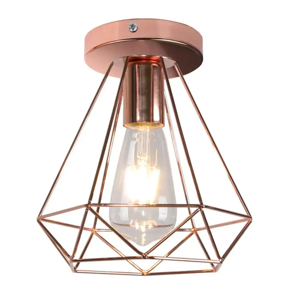 Industrial rose gold & brass ceiling light for living room