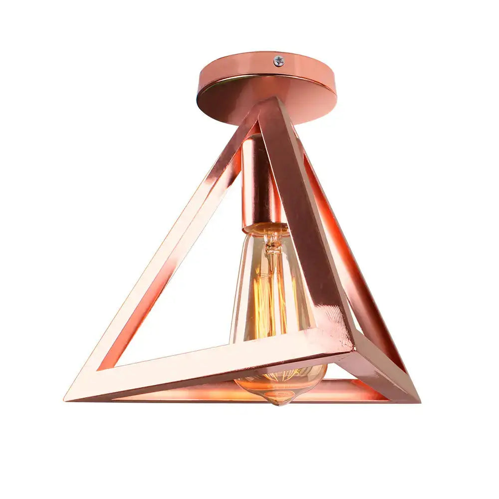 Industrial rose gold & brass ceiling light for living room