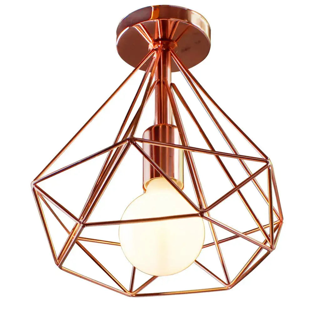 Industrial rose gold & brass ceiling light for living room
