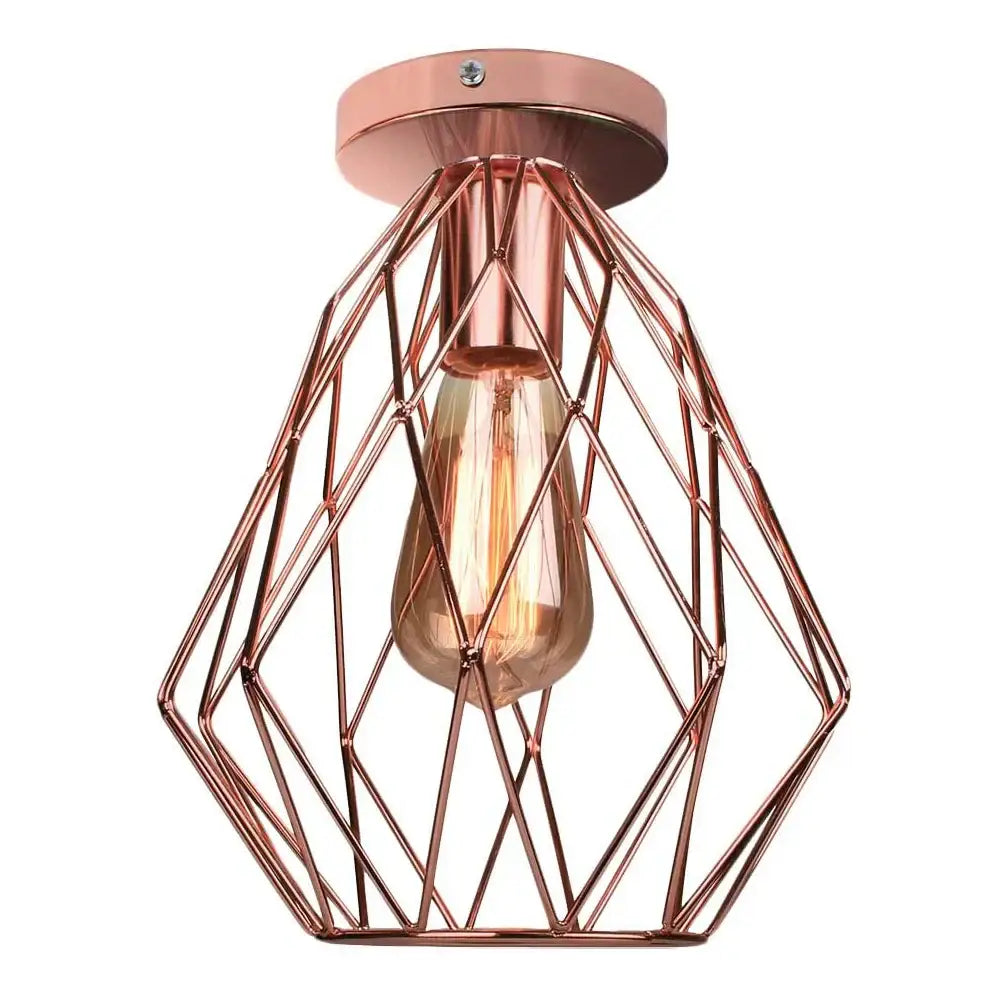 Industrial rose gold & brass ceiling light for living room