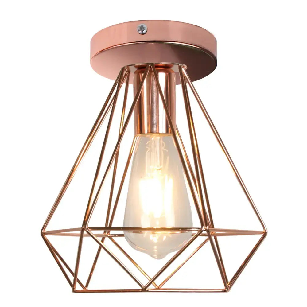 Industrial rose gold & brass ceiling light for living room