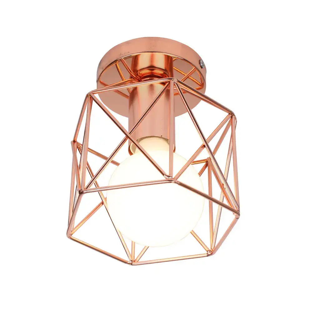 Industrial rose gold & brass ceiling light for living room