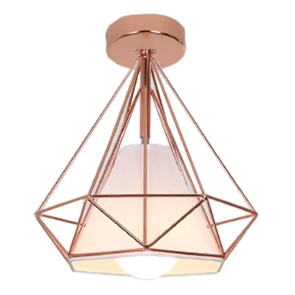 Industrial rose gold & brass ceiling light for living room
