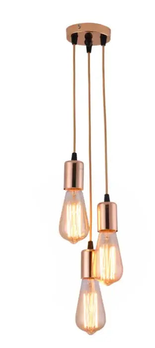 Industrial rose gold & chrome led pendant lamp dining room light