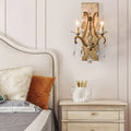 Industrial rust iron crystal wall sconce bedroom e12 candle light