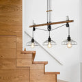 Industrial rustic loft black metal pulley pendant light dining room