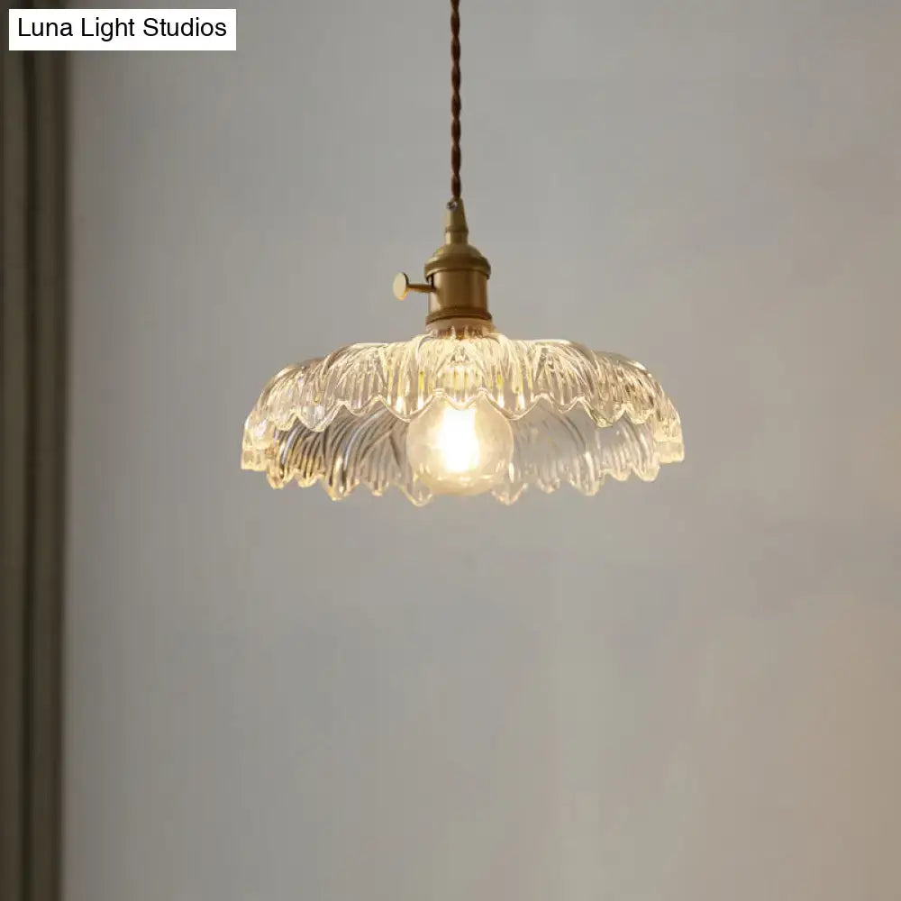 Industrial scalloped edge clear glass pendant light dining room