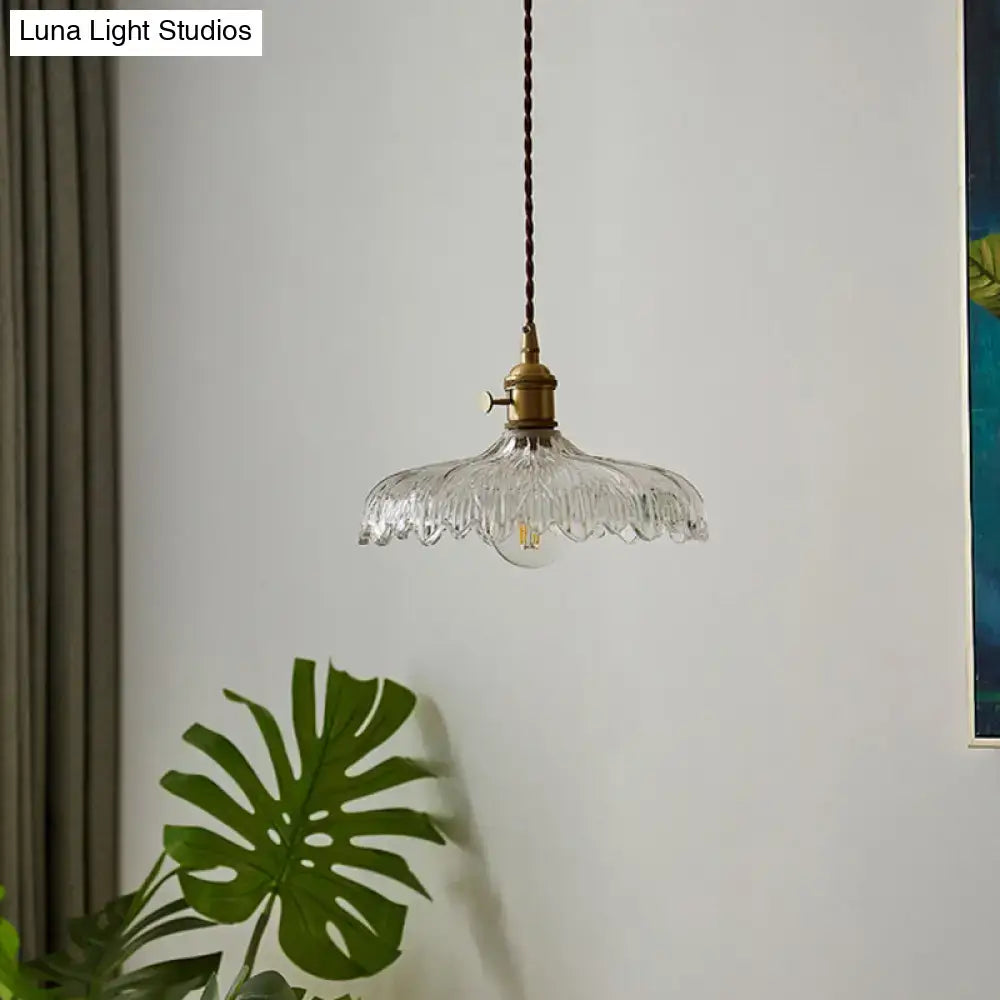 Industrial scalloped edge clear glass pendant light dining room