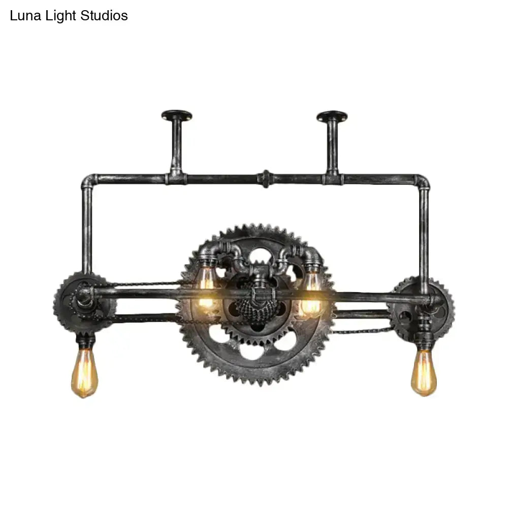 Industrial silver gray gear island pendant – kitchen led light