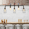 Industrial silver metallic caged hanging lamp kitchen pressure gauge