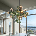 Industrial smoke gray glass island pendant kitchen vine chandelier