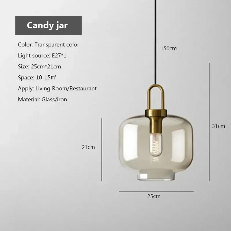Industrial smoked glass and brass pendant light – dining room