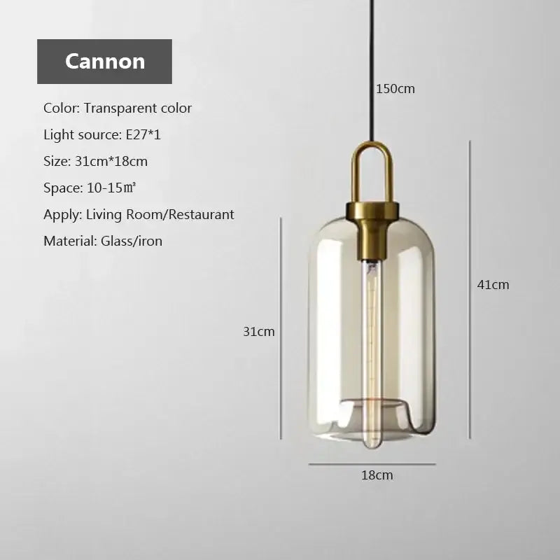 Industrial smoked glass and brass pendant light – dining room