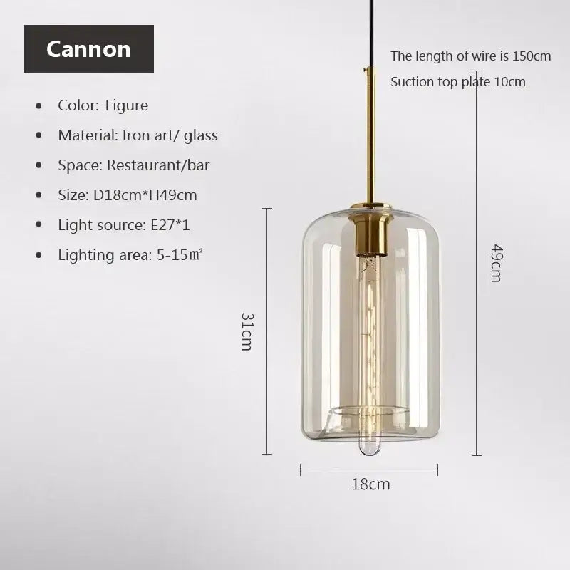 Industrial smoked glass and brass pendant light – dining room