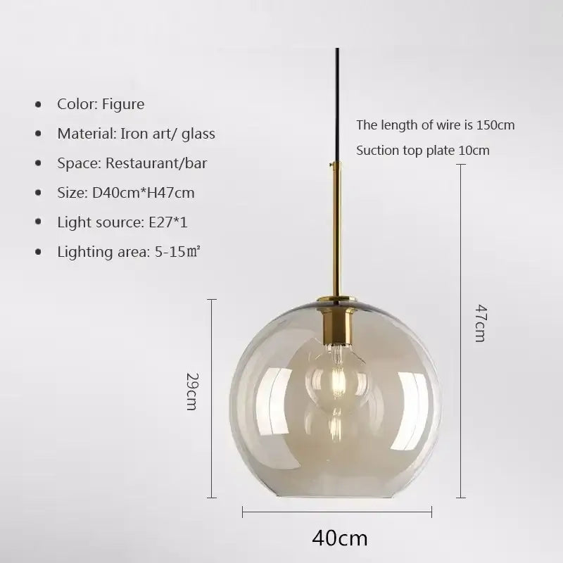 Industrial smoked glass and brass pendant light – dining room