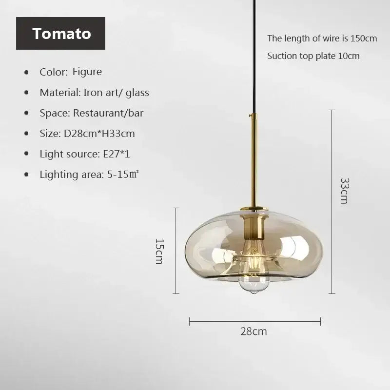 Industrial smoked glass and brass pendant light – dining room