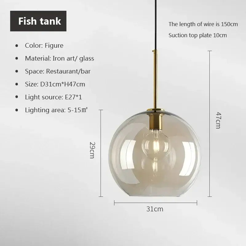 Industrial smoked glass and brass pendant light – dining room