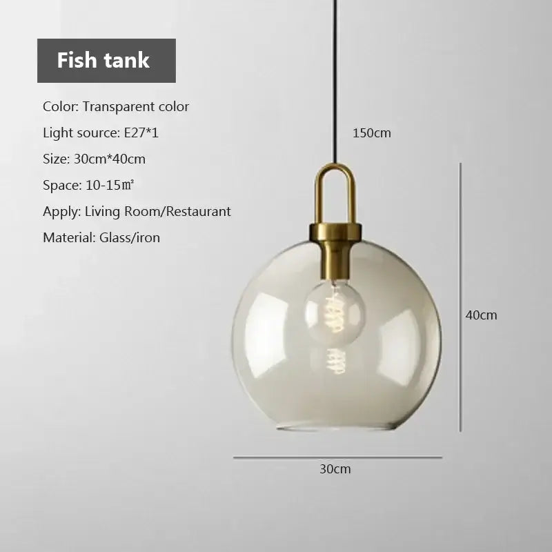 Industrial smoked glass and brass pendant light – dining room