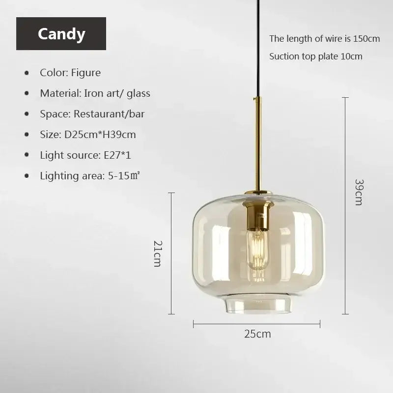 Industrial smoked glass and brass pendant light – dining room