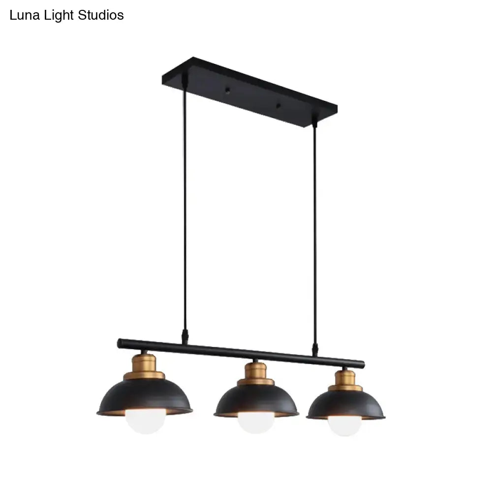 Industrial style black & brass 3 light fixture kitchen ceiling light
