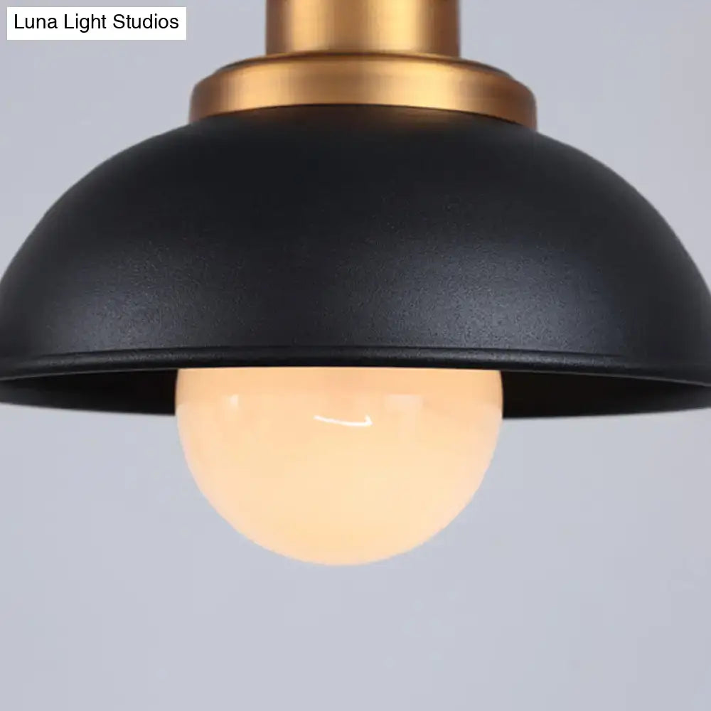 Industrial style black & brass 3 light fixture kitchen ceiling light