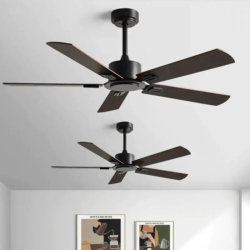 Industrial style black ceiling fan with remote control for living room