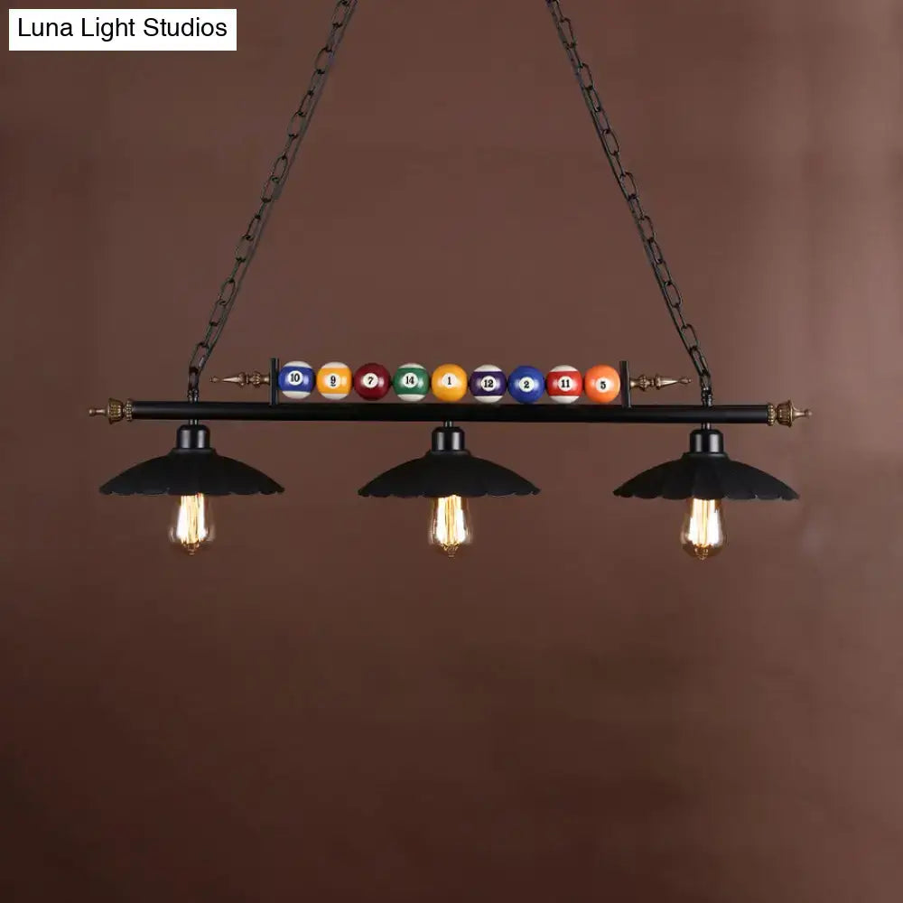Industrial style black metal billiard light game room pendant