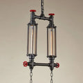 Industrial style tubular black pendant light dining room set
