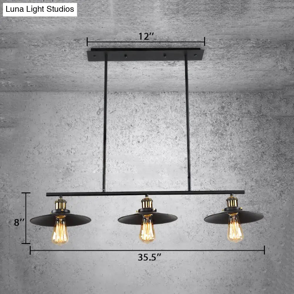 Industrial vintage black 3 light island pendant light kitchen dining