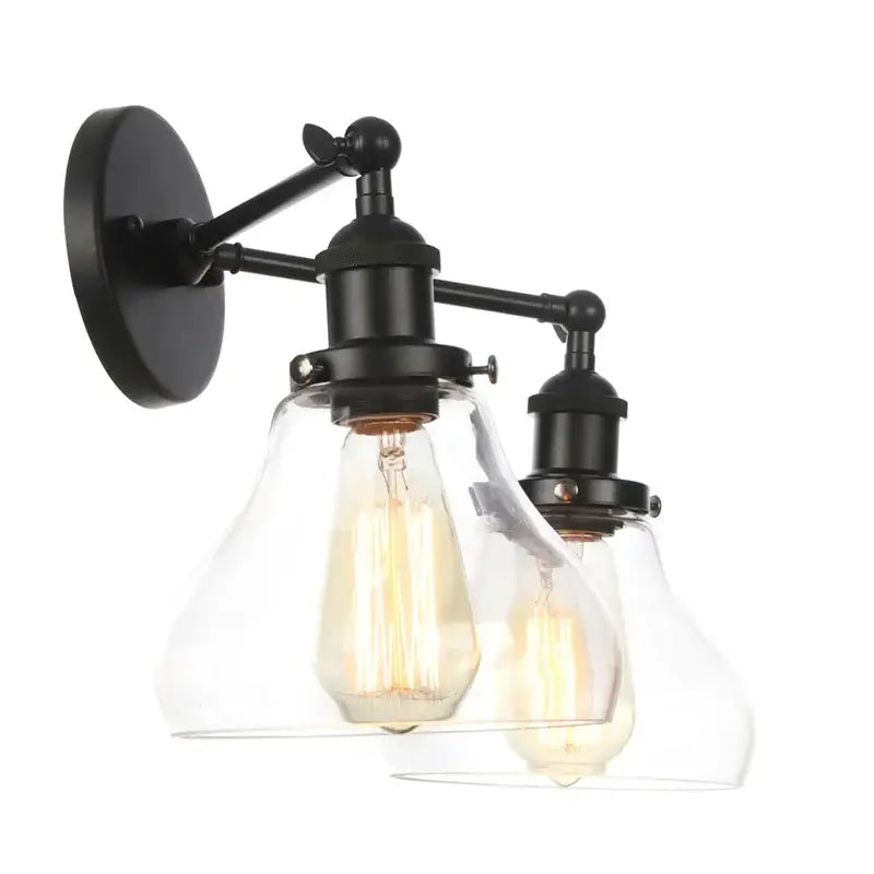 Industrial vintage black led wall lamp bathroom glass sconce