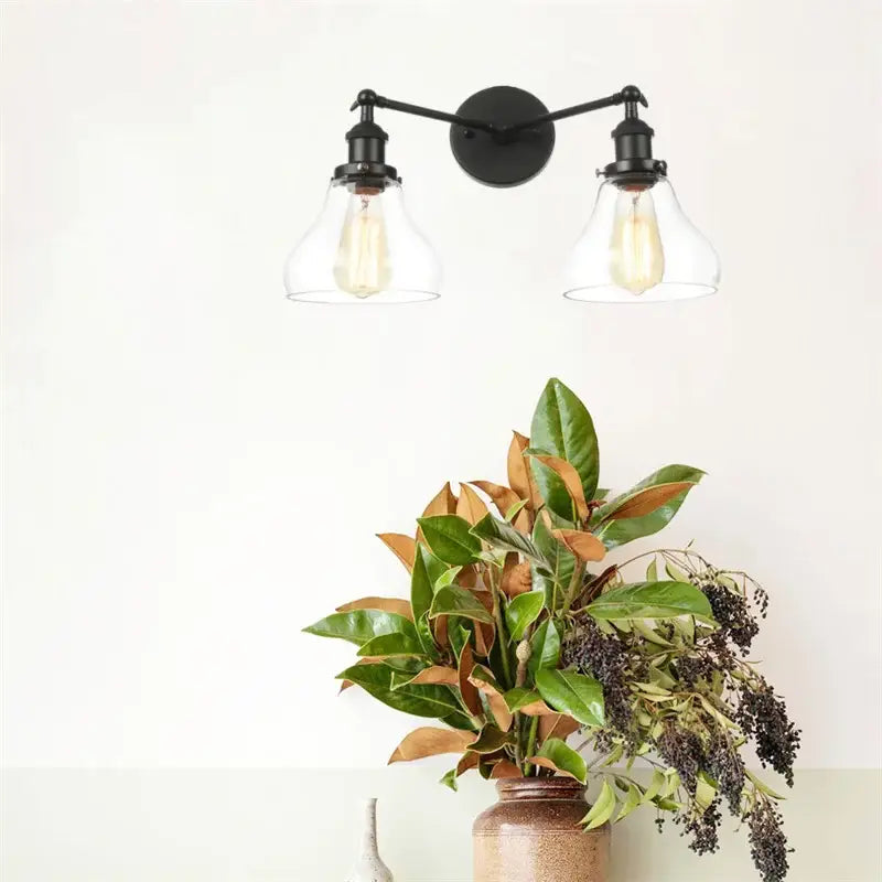 Industrial vintage black led wall lamp bathroom glass sconce