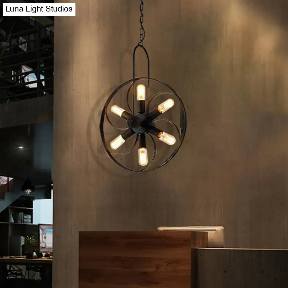 Industrial vintage black metal island light dining room chandelier