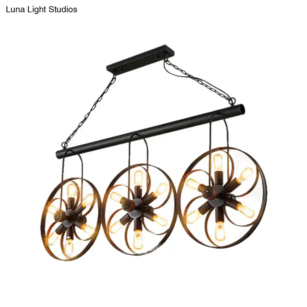Industrial vintage black metal island light dining room chandelier