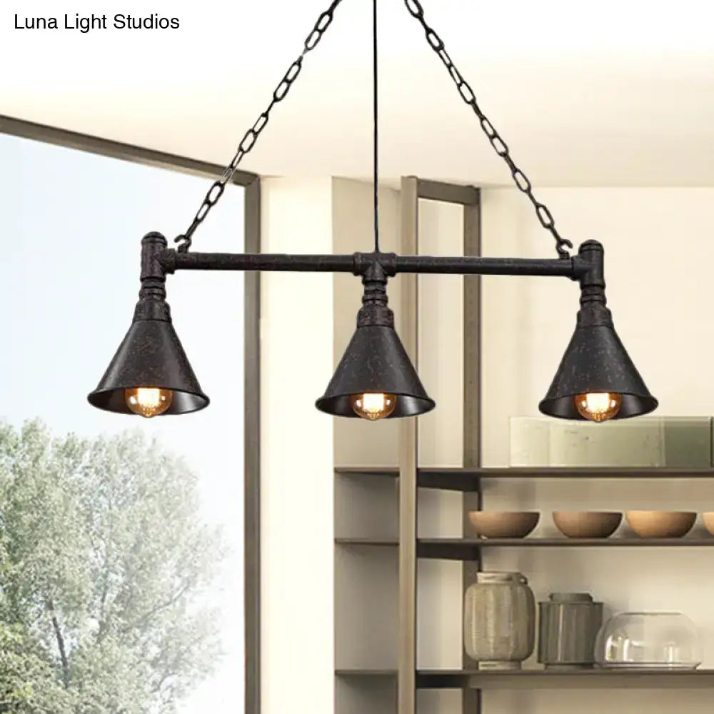 Industrial vintage black metal island lighting dining room 3 light
