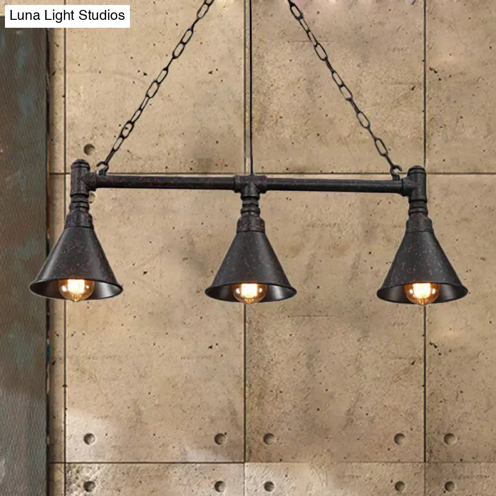 Industrial vintage black metal island lighting dining room 3 light