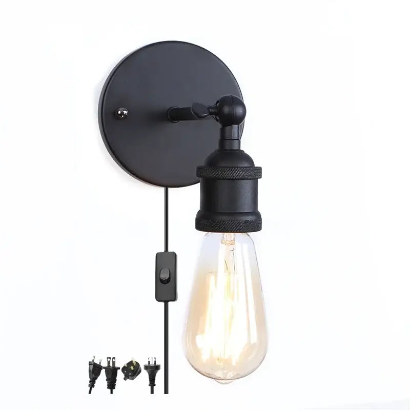 Industrial vintage black wall light bathroom led sconce