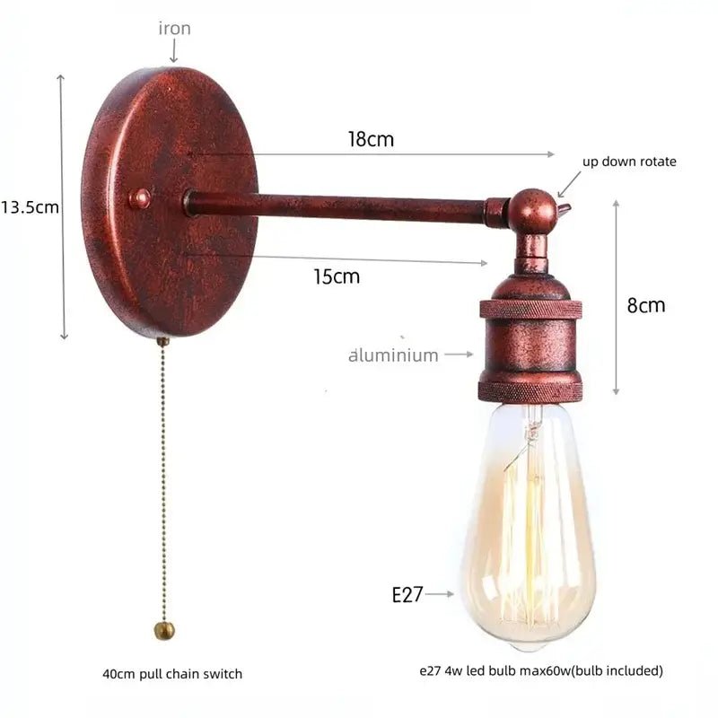 Industrial vintage black wall light bathroom led sconce