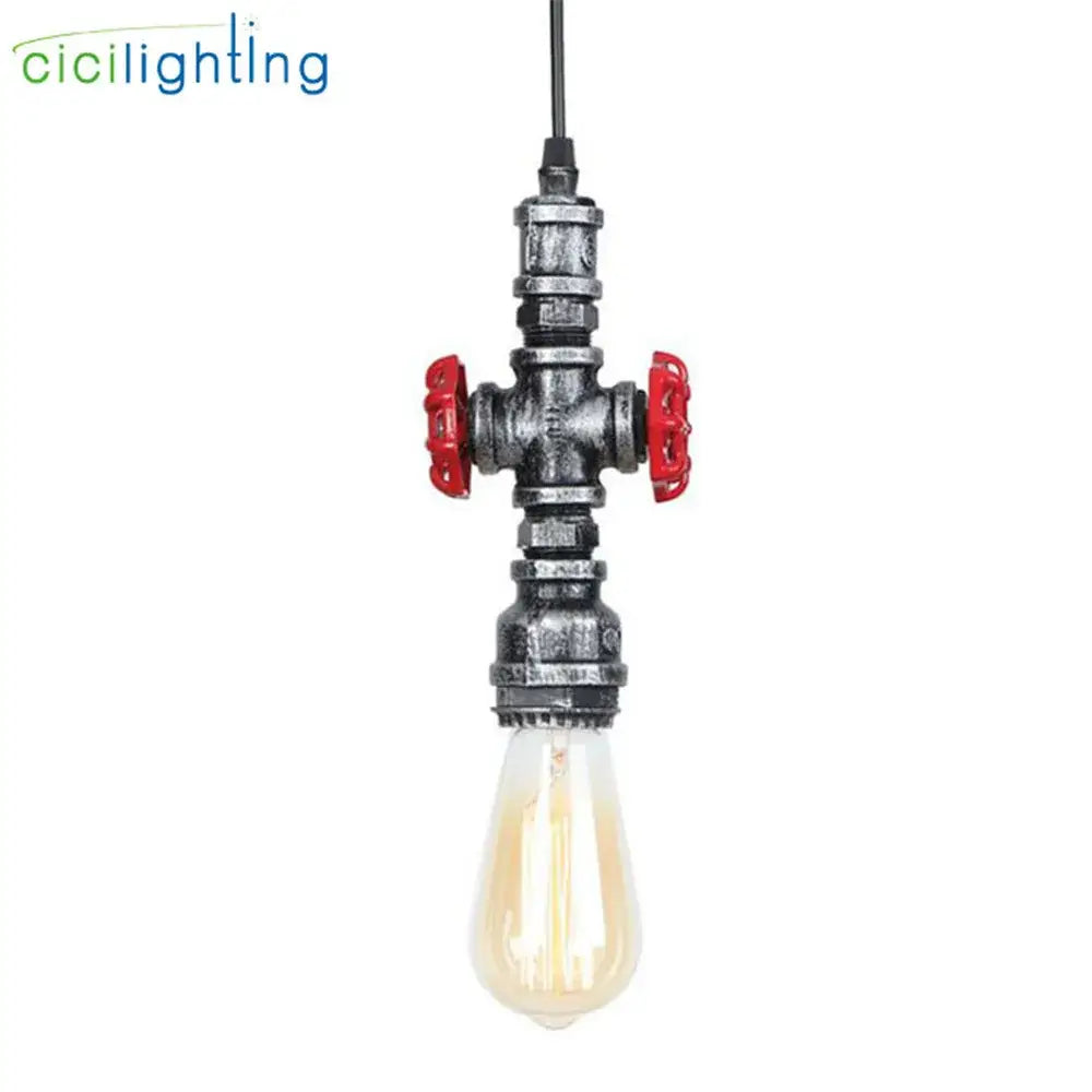 Industrial vintage brass & black pipe pendant light – kitchen fixture