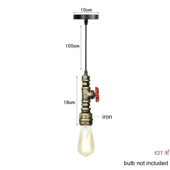 Industrial vintage brass & black pipe pendant light – kitchen fixture