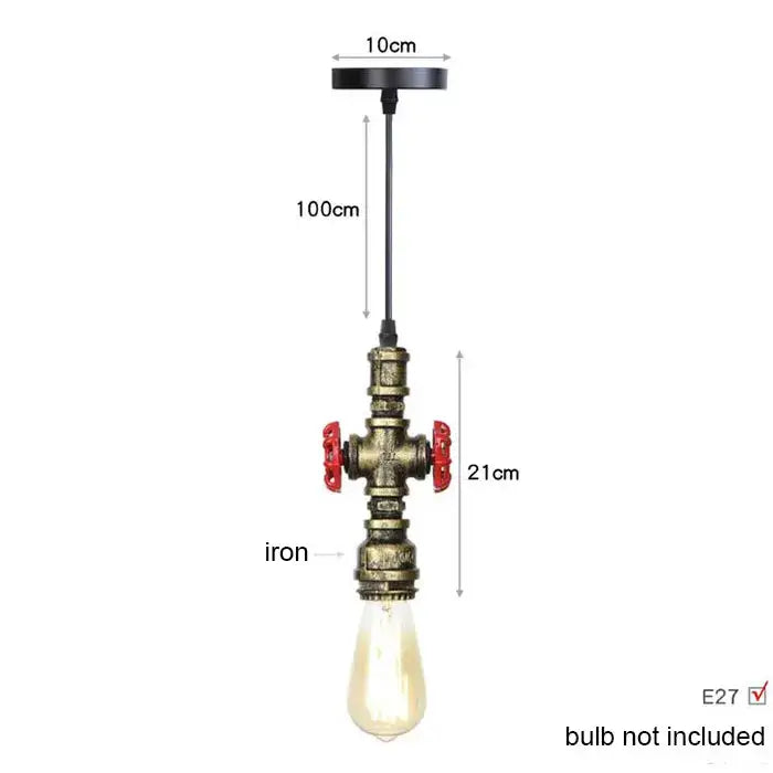 Industrial vintage brass & black pipe pendant light – kitchen fixture