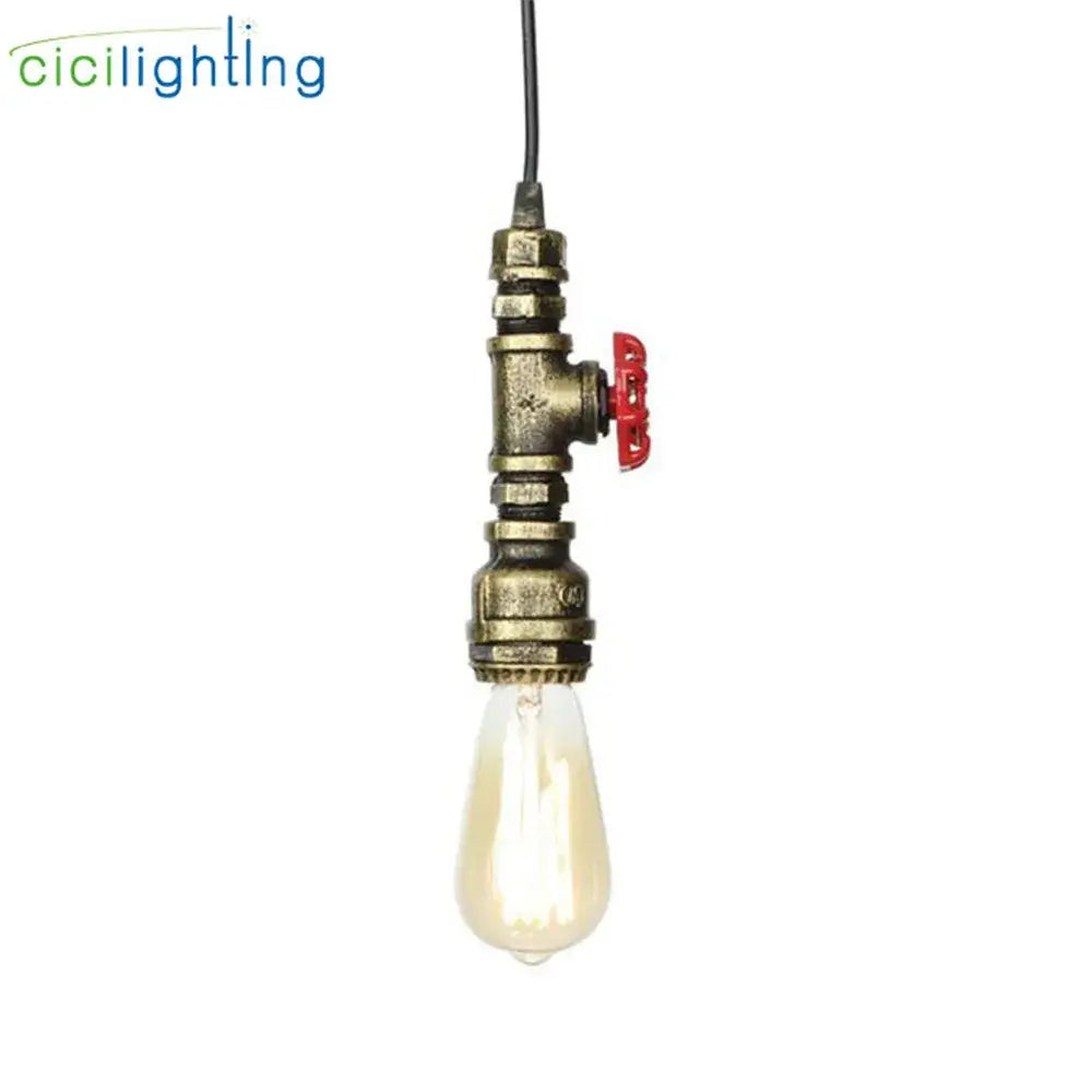 Industrial vintage brass & black pipe pendant light – kitchen fixture