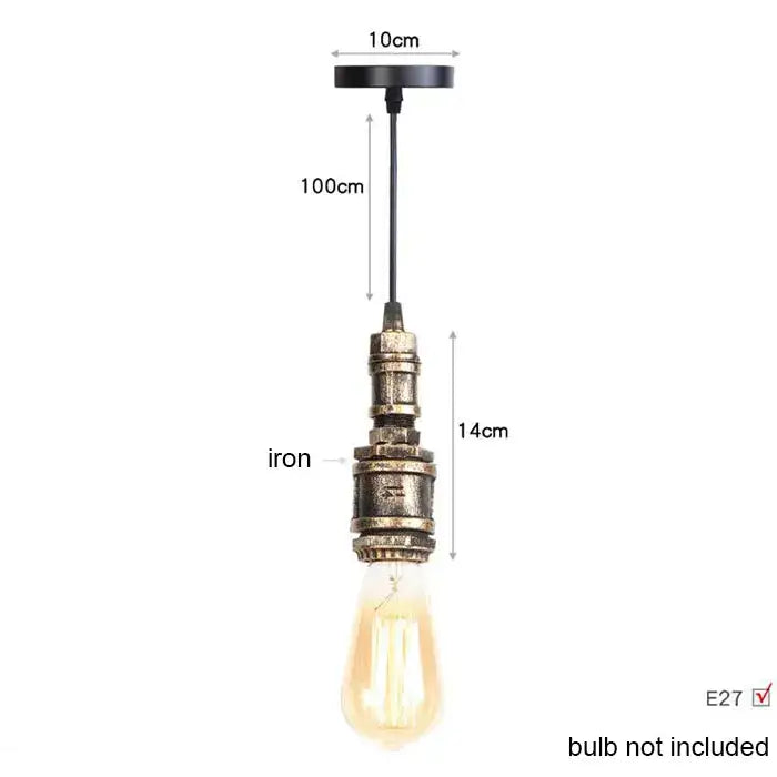 Industrial vintage brass & black pipe pendant light – kitchen fixture