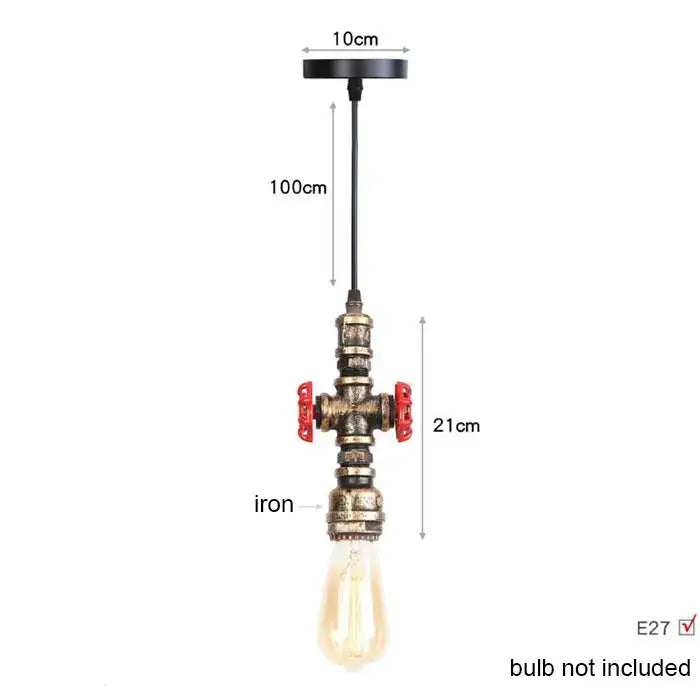 Industrial vintage brass & black pipe pendant light – kitchen fixture